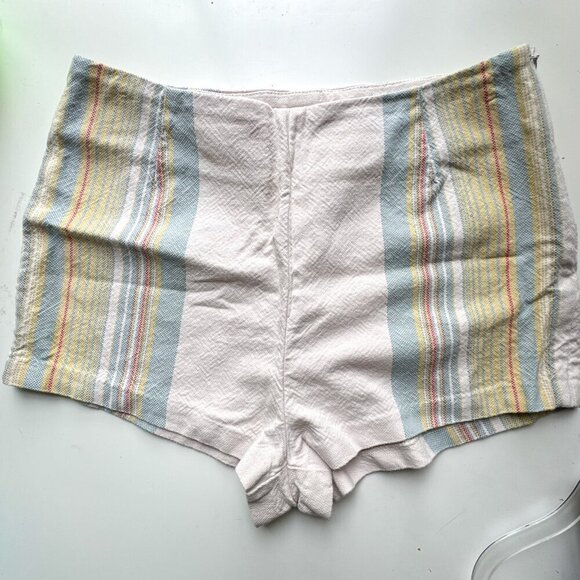 Free People Newman Ivory Combo Stripe Micro Hot Pants Shorts Size 6 - Picture 3 of 10